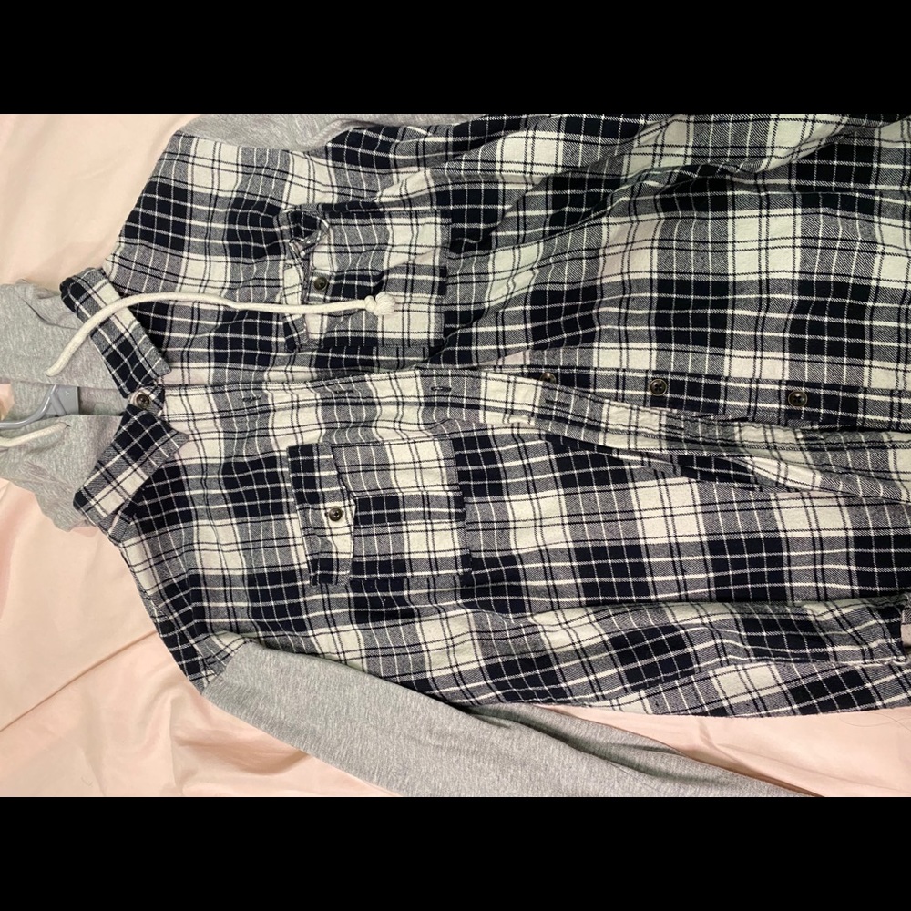 Blank and white hooded flannel